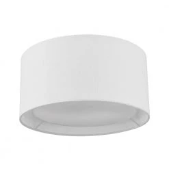 Luna 12 in. 2-Lights Matte White Flush Mount with Matte Gold Accent by Globe Electric