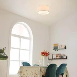 Luna 12 in. 2-Lights Matte White Flush Mount with Matte Gold Accent by Globe Electric -Deals Globe Electric Store matte white globe electric flush mount lights 60404 c3 1000