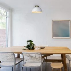 Monica 14 in. 1-Light Matte White Semi-Flush Mount with Gold Accent, Incandescent Bulb Included by Globe Electric -Deals Globe Electric Store matte white globe electric flush mount lights 61020 31 1000