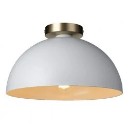 Monica 14 in. 1-Light Matte White Semi-Flush Mount with Gold Accent, Incandescent Bulb Included by Globe Electric