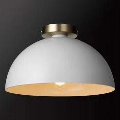 Monica 14 in. 1-Light Matte White Semi-Flush Mount with Gold Accent, Incandescent Bulb Included by Globe Electric -Deals Globe Electric Store matte white globe electric flush mount lights 61020 c3 1000