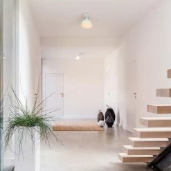 Pearl 9 in. 1-Light Matte White Semi-Flush Mount Ceiling Light with Matte Gold Accent by Globe Electric -Deals Globe Electric Store matte white globe electric flush mount lights 61262 4f 1000