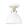 Pearl 9 in. 1-Light Matte White Semi-Flush Mount Ceiling Light with Matte Gold Accent by Globe Electric