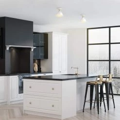 Pearl 9 in. 1-Light Matte White Semi-Flush Mount Ceiling Light with Matte Gold Accent by Globe Electric -Deals Globe Electric Store matte white globe electric flush mount lights 61262 c3 1000