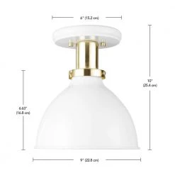 Pearl 9 in. 1-Light Matte White Semi-Flush Mount Ceiling Light with Matte Gold Accent by Globe Electric -Deals Globe Electric Store matte white globe electric flush mount lights 61262 fa 1000