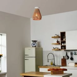 10 in. 1-Light Matte White Semi-Flush Mount Ceiling Light with Twine Shade by Globe Electric -Deals Globe Electric Store matte white globe electric flush mount lights 91002842 31 1000