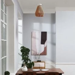 10 in. 1-Light Matte White Semi-Flush Mount Ceiling Light with Twine Shade by Globe Electric -Deals Globe Electric Store matte white globe electric flush mount lights 91002842 c3 1000