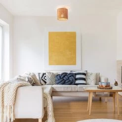 9 in. 1-Light Matte White Semi-Flush Mount Ceiling Light with Natural Bamboo Shade by Globe Electric 14 9 in. 1-Light Matte White Semi-Flush Mount Ceiling Light with Natural Bamboo Shade by Globe Electric -Deals Globe Electric Store matte white globe electric flush mount lights 91002845 4f 1000