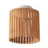 9 in. 1-Light Matte White Semi-Flush Mount Ceiling Light with Natural Bamboo Shade by Globe Electric
