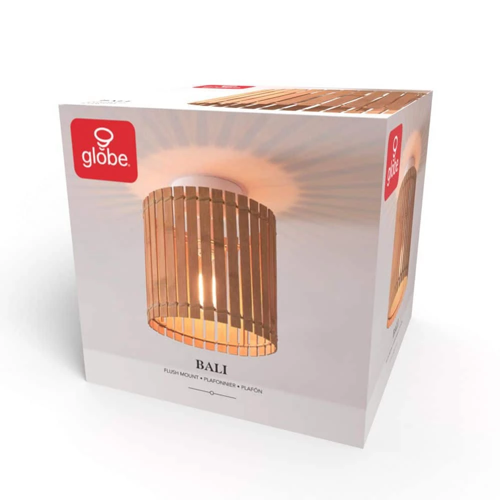 9 in. 1-Light Matte White Semi-Flush Mount Ceiling Light with Natural Bamboo Shade by Globe Electric 9 9 in. 1-Light Matte White Semi-Flush Mount Ceiling Light with Natural Bamboo Shade by Globe Electric - Image 9