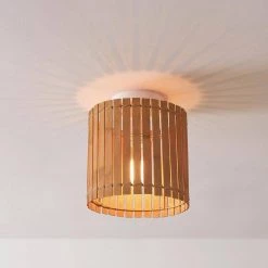 9 in. 1-Light Matte White Semi-Flush Mount Ceiling Light with Natural Bamboo Shade by Globe Electric 17 9 in. 1-Light Matte White Semi-Flush Mount Ceiling Light with Natural Bamboo Shade by Globe Electric -Deals Globe Electric Store matte white globe electric flush mount lights 91002845 fa 1000