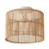 11.75 in. 1-Light Matte White Semi-Flush Mount Ceiling Light with Natural Bamboo Shade by Globe Electric