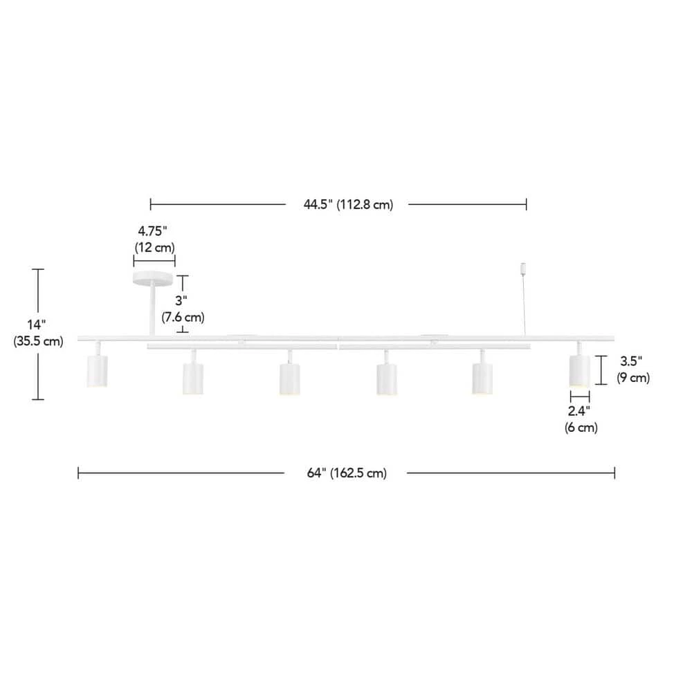 5.3 ft. 6-Light Matte White Flexible Track Lighting Kit with Center Swivel Bars by Globe Electric 4 5.3 ft. 6-Light Matte White Flexible Track Lighting Kit with Center Swivel Bars by Globe Electric - Image 4