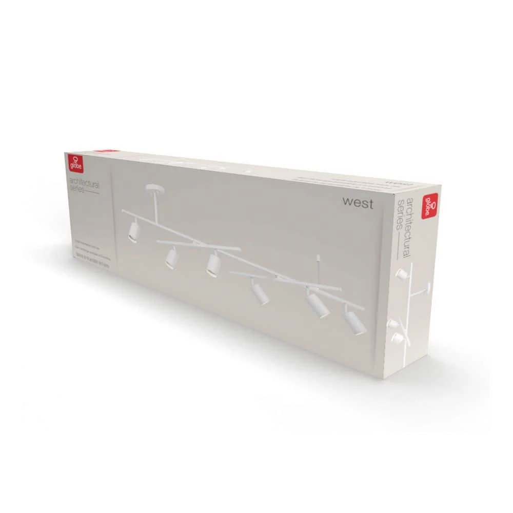 5.3 ft. 6-Light Matte White Flexible Track Lighting Kit with Center Swivel Bars by Globe Electric 8 5.3 ft. 6-Light Matte White Flexible Track Lighting Kit with Center Swivel Bars by Globe Electric - Image 8