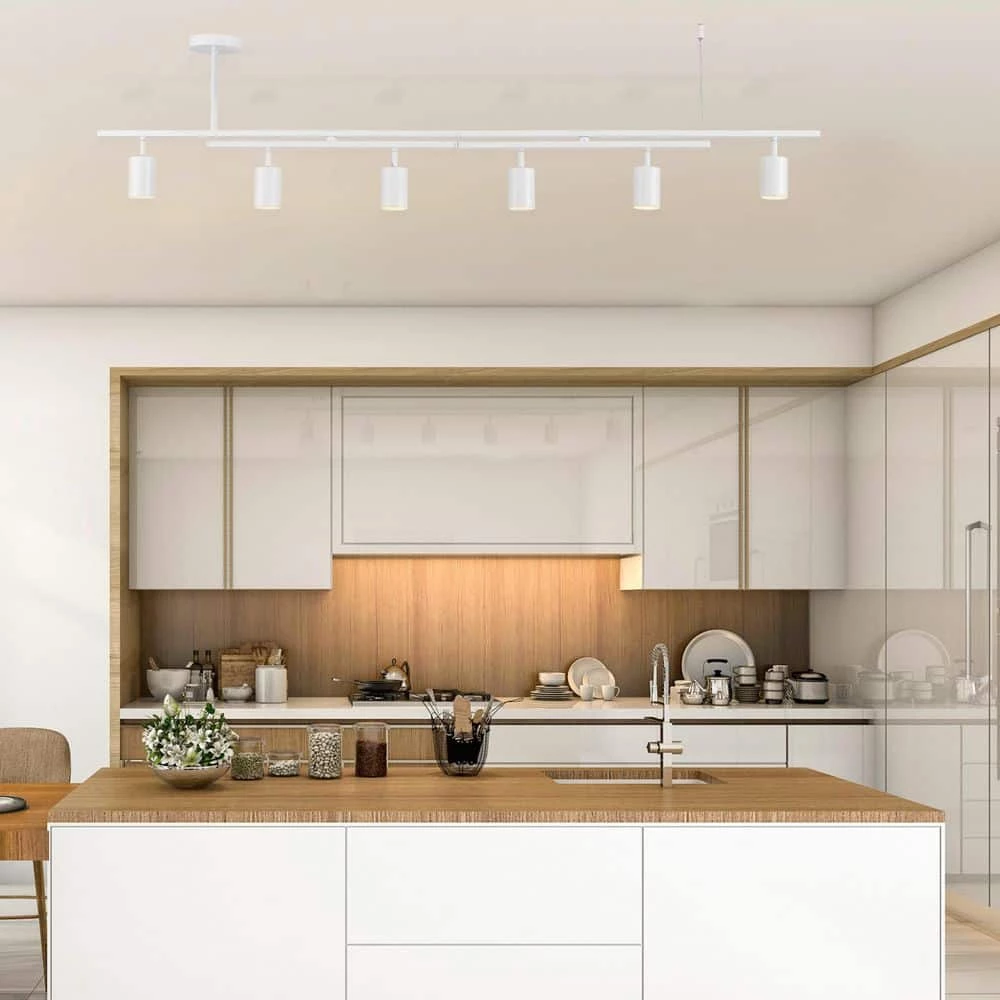 5.3 ft. 6-Light Matte White Flexible Track Lighting Kit with Center Swivel Bars by Globe Electric 3 5.3 ft. 6-Light Matte White Flexible Track Lighting Kit with Center Swivel Bars by Globe Electric - Image 3