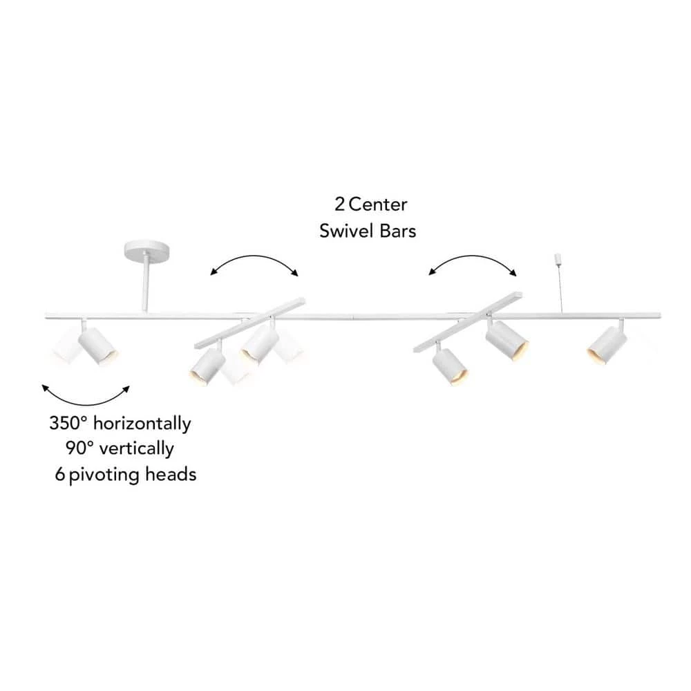5.3 ft. 6-Light Matte White Flexible Track Lighting Kit with Center Swivel Bars by Globe Electric 7 5.3 ft. 6-Light Matte White Flexible Track Lighting Kit with Center Swivel Bars by Globe Electric - Image 7
