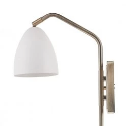 Lira 1-Light Matte White and Antique Brass Plug-In or Hardwire Wall Sconce LED Bulb Included by Globe Electric -Deals Globe Electric Store matte white shade with antique brass swing arm globe electric wall sconces 51403 c3 1000