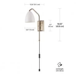 Lira 1-Light Matte White and Antique Brass Plug-In or Hardwire Wall Sconce LED Bulb Included by Globe Electric -Deals Globe Electric Store matte white shade with antique brass swing arm globe electric wall sconces 51403 fa 1000