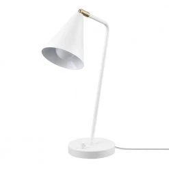 Emily 18 in. Matte White Desk Lamp with Brass Accents by Globe Electric
