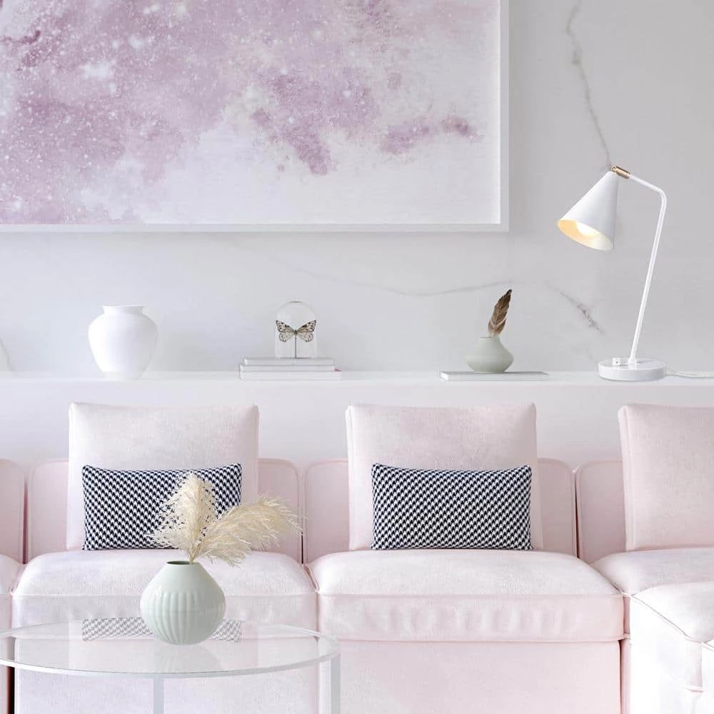 Emily 18 in. Matte White Desk Lamp with Brass Accents by Globe Electric 3 Emily 18 in. Matte White Desk Lamp with Brass Accents by Globe Electric - Image 3