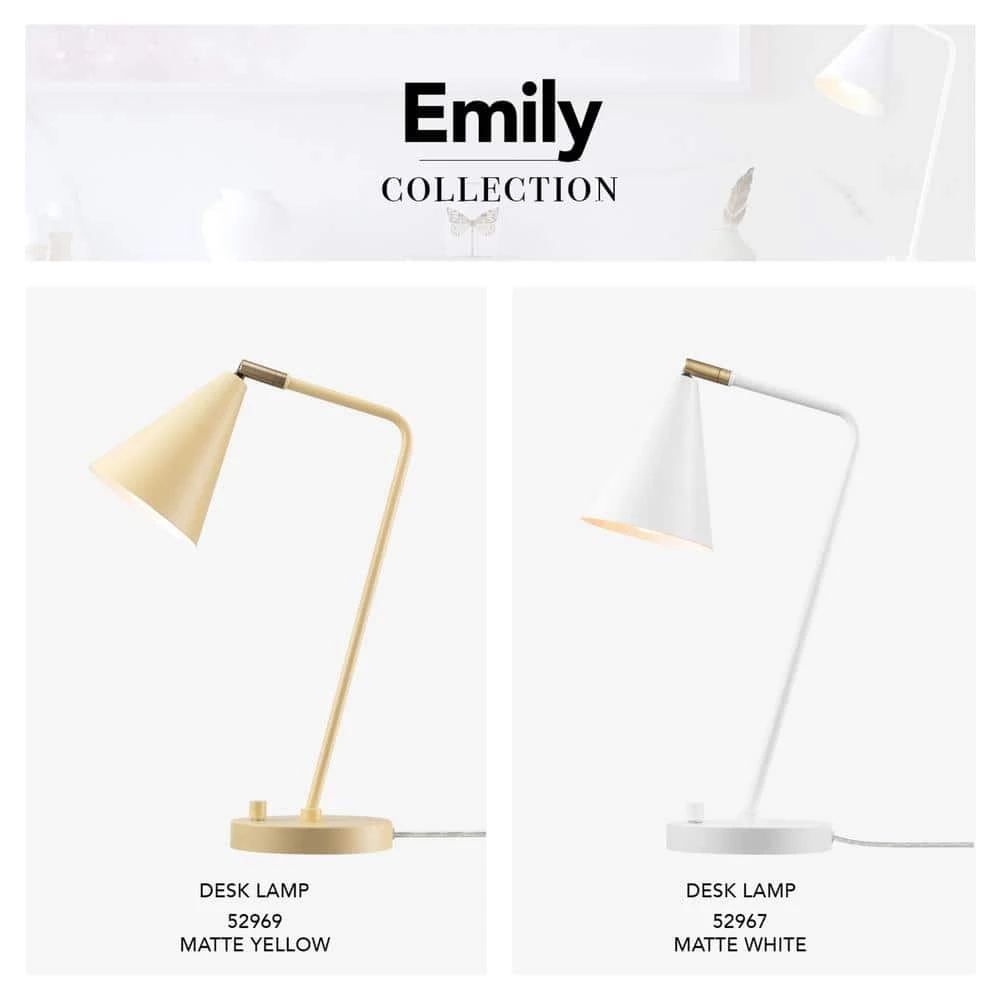 Emily 18 in. Matte White Desk Lamp with Brass Accents by Globe Electric 7 Emily 18 in. Matte White Desk Lamp with Brass Accents by Globe Electric - Image 7