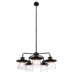 Nate 5-Light Oil Rubbed Bronze Chandelier with Clear Glass Shades by Globe Electric
