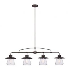 Nate 4-Light Oil Rubbed Bronze Pendant with Clear Glass Shades by Globe Electric