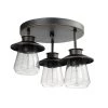 Nate 11 in. 3-Light Oil Rubbed Bronze Semi-Flush Mount Ceiling Light with Clear Glass Shades by Globe Electric