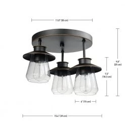 Nate 11 in. 3-Light Oil Rubbed Bronze Semi-Flush Mount Ceiling Light with Clear Glass Shades by Globe Electric 12 Nate 11 in. 3-Light Oil Rubbed Bronze Semi-Flush Mount Ceiling Light with Clear Glass Shades by Globe Electric -Deals Globe Electric Store oil rubbed bronze globe electric flush mount lights 60879 fa 1000