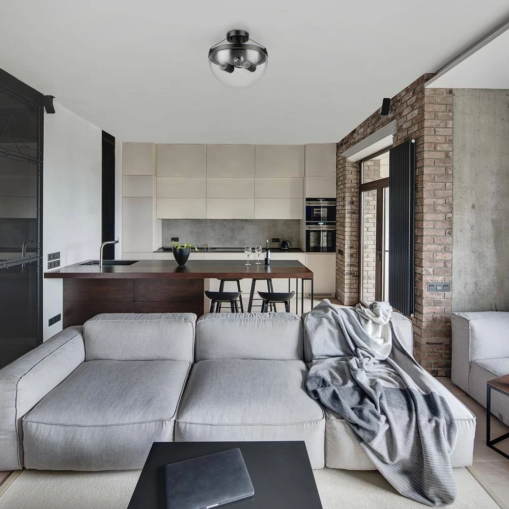 Belsize 12 in. 2-Light Oil Rubbed Bronze Semi-Flush Mount with Clear Glass Shade, Vintage Incandescent Bulbs Included by Globe Electric 7 Belsize 12 in. 2-Light Oil Rubbed Bronze Semi-Flush Mount with Clear Glass Shade, Vintage Incandescent Bulbs Included by Globe Electric - Image 7