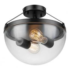 Belsize 12 in. 2-Light Oil Rubbed Bronze Semi-Flush Mount with Clear Glass Shade, Vintage Incandescent Bulbs Included by Globe Electric