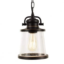 Charlie 1-Light Oil Rubbed Bronze Outdoor Hanging Pendant, Vintage Edison LED Bulb Included by Globe Electric -Deals Globe Electric Store oil rubbed bronze globe electric outdoor pendant lights 44231 c3 1000