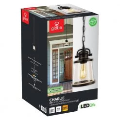 Charlie 1-Light Oil Rubbed Bronze Outdoor Hanging Pendant, Vintage Edison LED Bulb Included by Globe Electric -Deals Globe Electric Store oil rubbed bronze globe electric outdoor pendant lights 44231 fa 1000