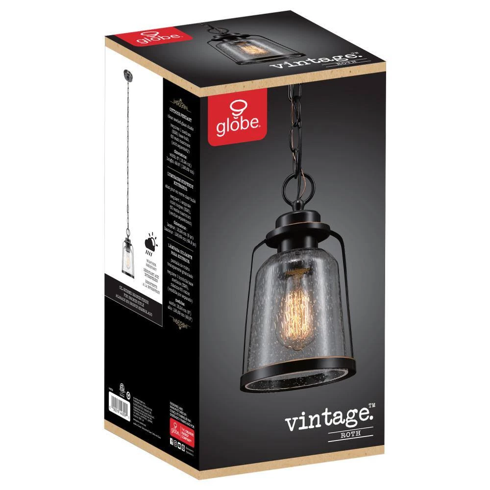 Roth 1-Light Oil Rubbed Bronze Outdoor Indoor Hanging Pendant by Globe Electric 5 Roth 1-Light Oil Rubbed Bronze Outdoor Indoor Hanging Pendant by Globe Electric - Image 5