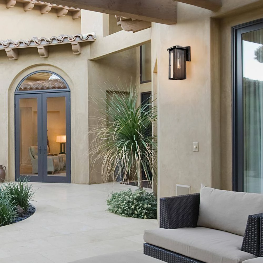 Clarence 1-Light Oil Rubbed Bronze Outdoor Indoor Wall Lantern Sconce with Clear Glass Shade and Bulb Included by Globe Electric 6 Clarence 1-Light Oil Rubbed Bronze Outdoor Indoor Wall Lantern Sconce with Clear Glass Shade and Bulb Included by Globe Electric - Image 6