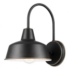 Delancey 1-Light Oil Rubbed Bronze and White Outdoor/Indoor Wall Lantern Sconce by Globe Electric