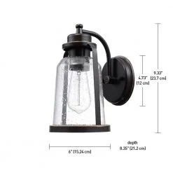 Roth 1-Light Oil Rubbed Bronze Outdoor/Indoor Wall Lantern Sconce with Clear Seeded Glass Shade by Globe Electric -Deals Globe Electric Store oil rubbed bronze globe electric outdoor sconces 44304 44 1000