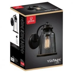 Roth 1-Light Oil Rubbed Bronze Outdoor/Indoor Wall Lantern Sconce with Clear Seeded Glass Shade by Globe Electric -Deals Globe Electric Store oil rubbed bronze globe electric outdoor sconces 44304 fa 1000