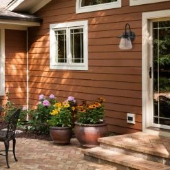 Nate 1-Light Oil Rubbed Bronze Outdoor Indoor Wall Lantern Sconce with Seeded Glass Shade by Globe Electric -Deals Globe Electric Store oil rubbed bronze globe electric outdoor sconces 44679 4f 1000