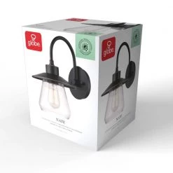 Nate 1-Light Oil Rubbed Bronze Outdoor Indoor Wall Lantern Sconce with Seeded Glass Shade by Globe Electric -Deals Globe Electric Store oil rubbed bronze globe electric outdoor sconces 44679 fa 1000