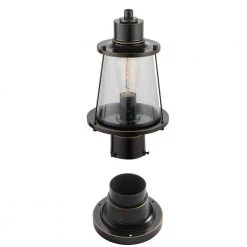 Charlie 1-Light Oil Rubbed Bronze Outdoor Lamp Post Light Fixture with Base Adaptor and Seeded Glass Shade by Globe Electric -Deals Globe Electric Store oil rubbed bronze globe electric pier mount lights 44363 76 1000