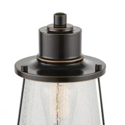 Charlie 1-Light Oil Rubbed Bronze Outdoor Lamp Post Light Fixture with Base Adaptor and Seeded Glass Shade by Globe Electric -Deals Globe Electric Store oil rubbed bronze globe electric pier mount lights 44363 c3 1000