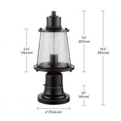 Charlie 1-Light Oil Rubbed Bronze Outdoor Lamp Post Light Fixture with Base Adaptor and Seeded Glass Shade by Globe Electric -Deals Globe Electric Store oil rubbed bronze globe electric pier mount lights 44363 fa 1000
