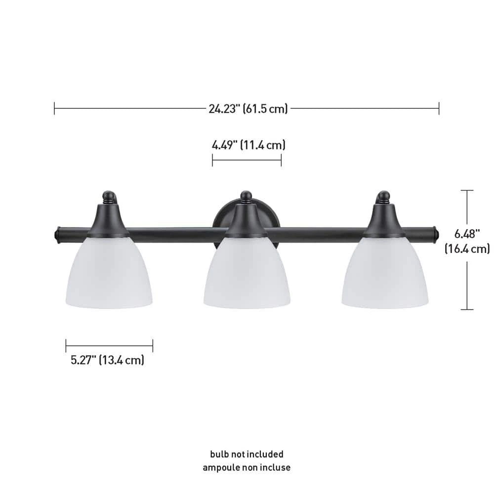 Jayden 3-Light Oil Rubbed Bronze Vanity Light with Frosted Glass Shades and 4-Piece Bath Set by Globe Electric 5 Jayden 3-Light Oil Rubbed Bronze Vanity Light with Frosted Glass Shades and 4-Piece Bath Set by Globe Electric - Image 5