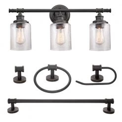 Camden 5-Piece All-In-One Bronze Bathroom Vanity Light Set by Globe Electric