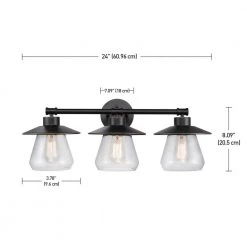 Nate 3-Light Oil Rubbed Bronze Vanity Light With Clear Glass Shades and Bath Set by Globe Electric -Deals Globe Electric Store oil rubbed bronze globe electric vanity lighting 51496 fa 1000