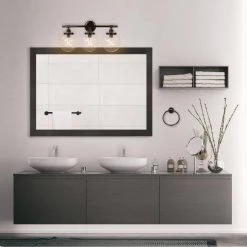 Milan 25.9 in. 3-Light Oil Rubbed Bronze Vanity Light with Clear Glass Shades and Bath Set (5-Piece), Bulbs Included by Globe Electric -Deals Globe Electric Store oil rubbed bronze globe electric vanity lighting 51523 31 1000