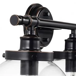 Milan 25.9 in. 3-Light Oil Rubbed Bronze Vanity Light with Clear Glass Shades and Bath Set (5-Piece), Bulbs Included by Globe Electric -Deals Globe Electric Store oil rubbed bronze globe electric vanity lighting 51523 4f 1000
