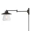 Nate 1-Light Oil Rubbed Bronze Plug-In or Hardwire Wall Sconce with Clear Glass Shade by Globe Electric