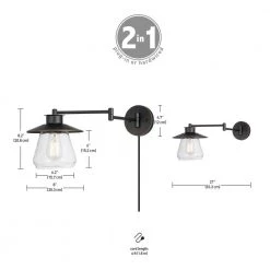 Nate 1-Light Oil Rubbed Bronze Plug-In or Hardwire Wall Sconce with Clear Glass Shade by Globe Electric -Deals Globe Electric Store oil rubbed bronze globe electric wall sconces 51543 76 1000